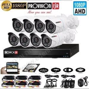 מערכת 8 מצלמות אבטחה כולל DVR PROVISION HD 2MP
